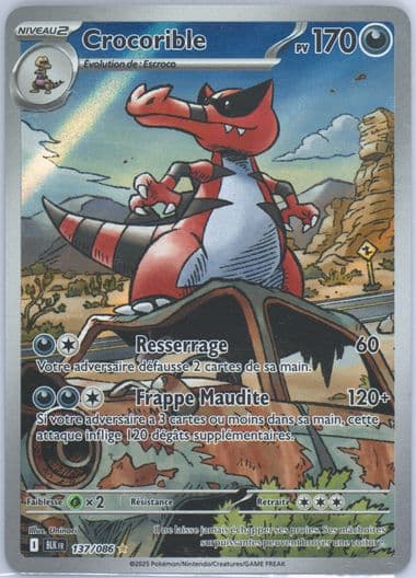 Krookodile Illustration Rare (137) 2025 Pokemon French Blk FR-Black Bolt