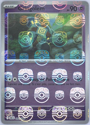 Golett Master Ball Reverse Holo (042) 2025 Pokemon French Blk FR-Black Bolt