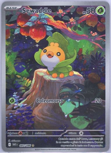 Sewaddle Illustration Rare (087) 2025 Pokemon Italian Wht It-White Flare