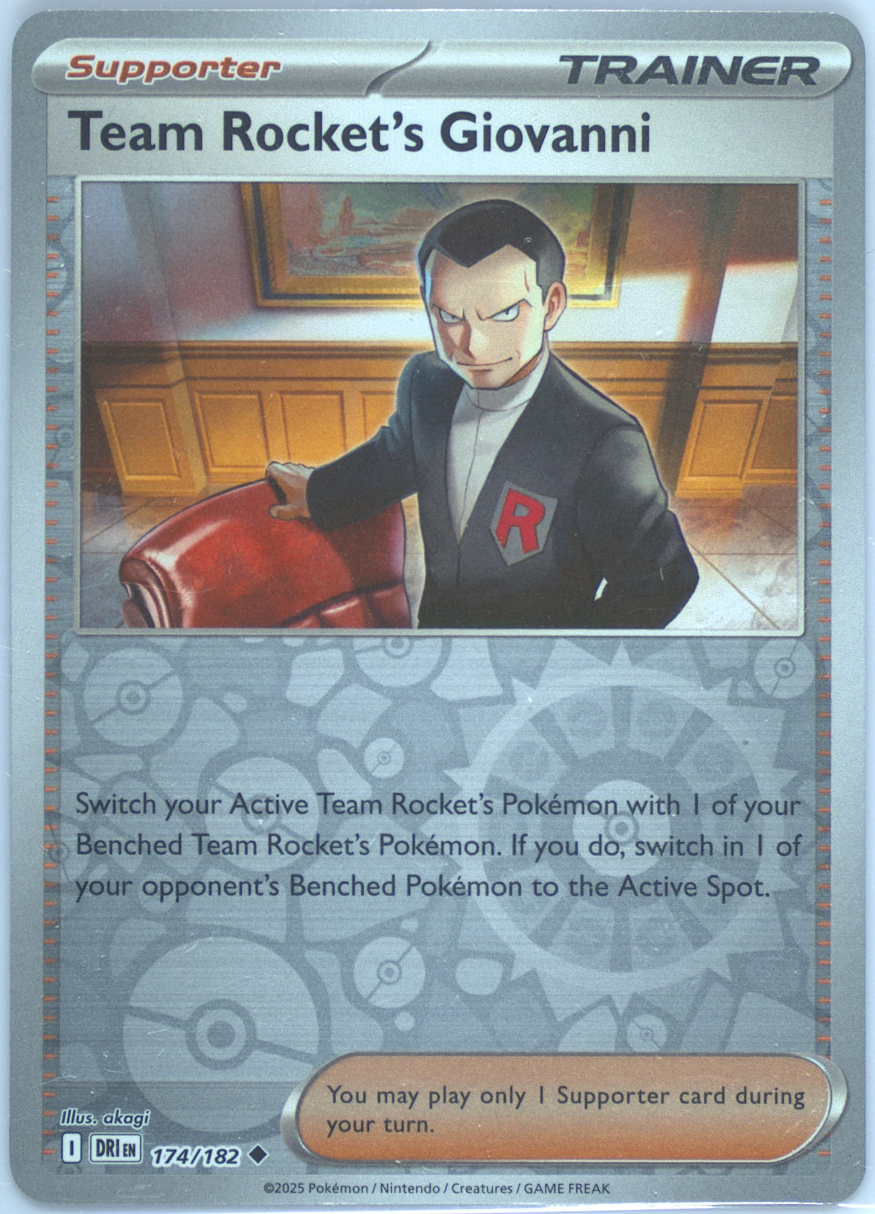 Team Rocket's Giovanni Reverse Holo (174) 2025 Pokemon Dri EN-Destined Rivals