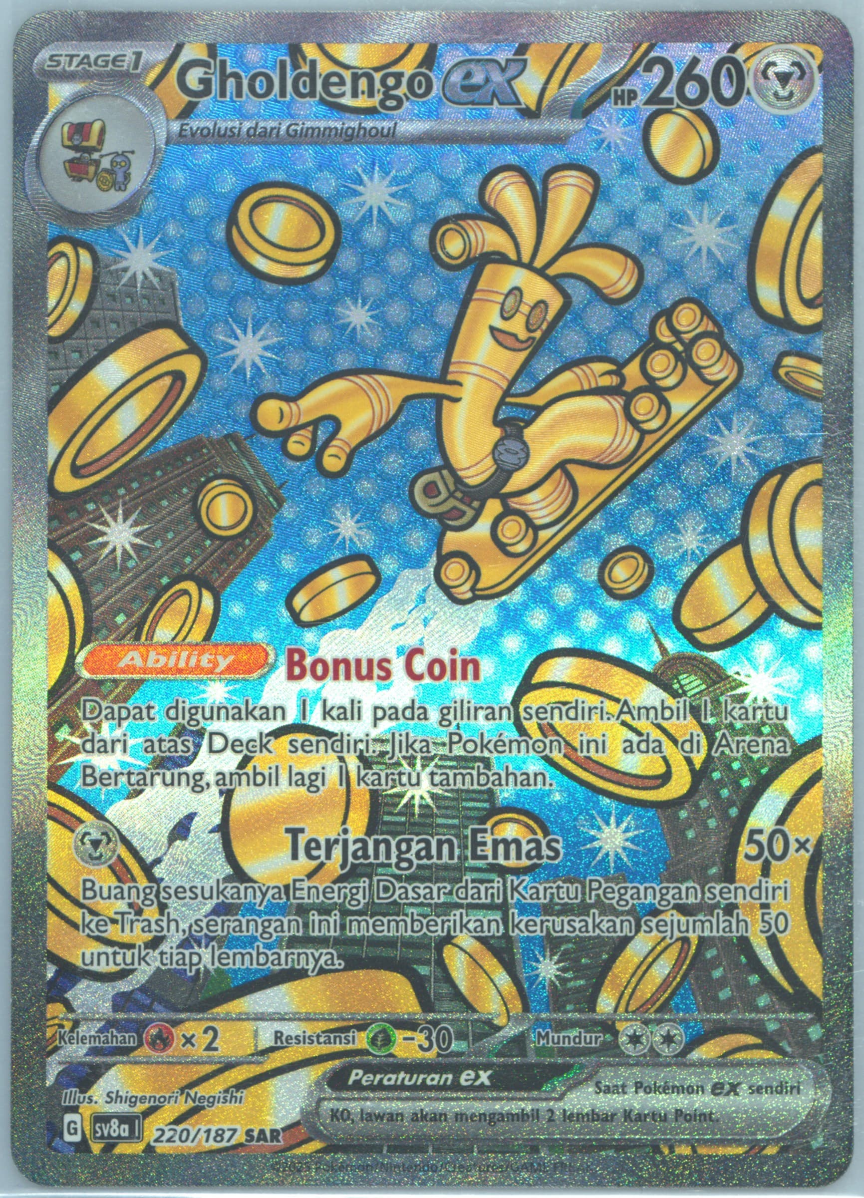 Gholdengo EX Special Art Rare (220) 2025 Pokemon Indonesian Sv8a I-Terastal Fest EX