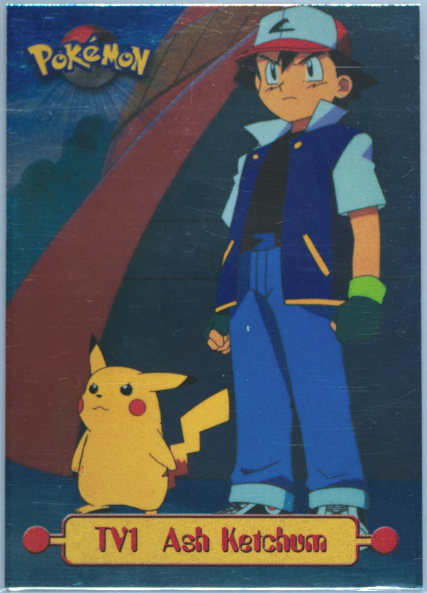 Ash Ketchum Foil-Italian (TV1) 1999 Topps Pokemon Series 1 Character Cards