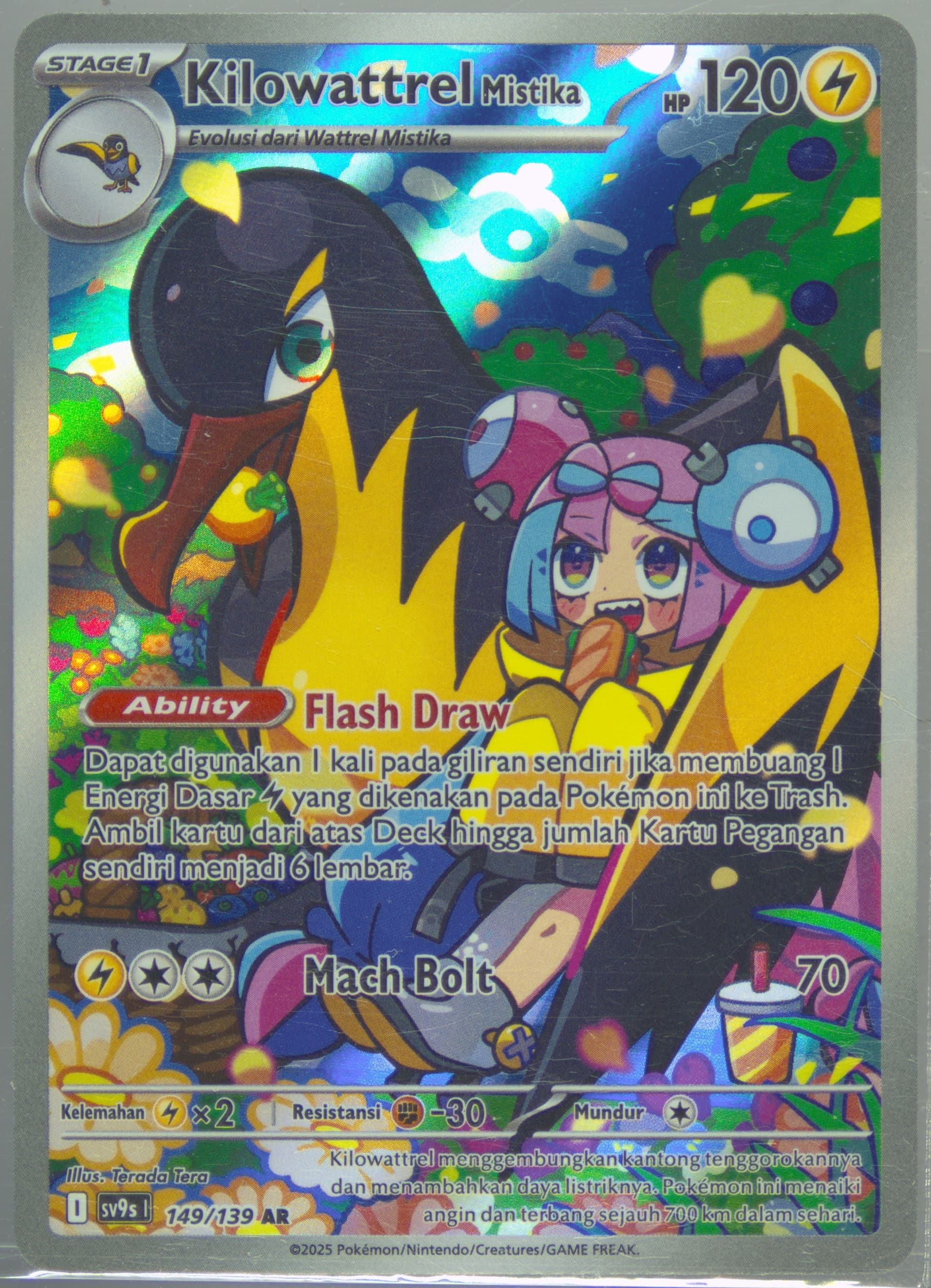 Iono's Kilowattrel Art Rare (149) 2025 Pokemon Indonesian Sv9s I-Bonds of Destiny