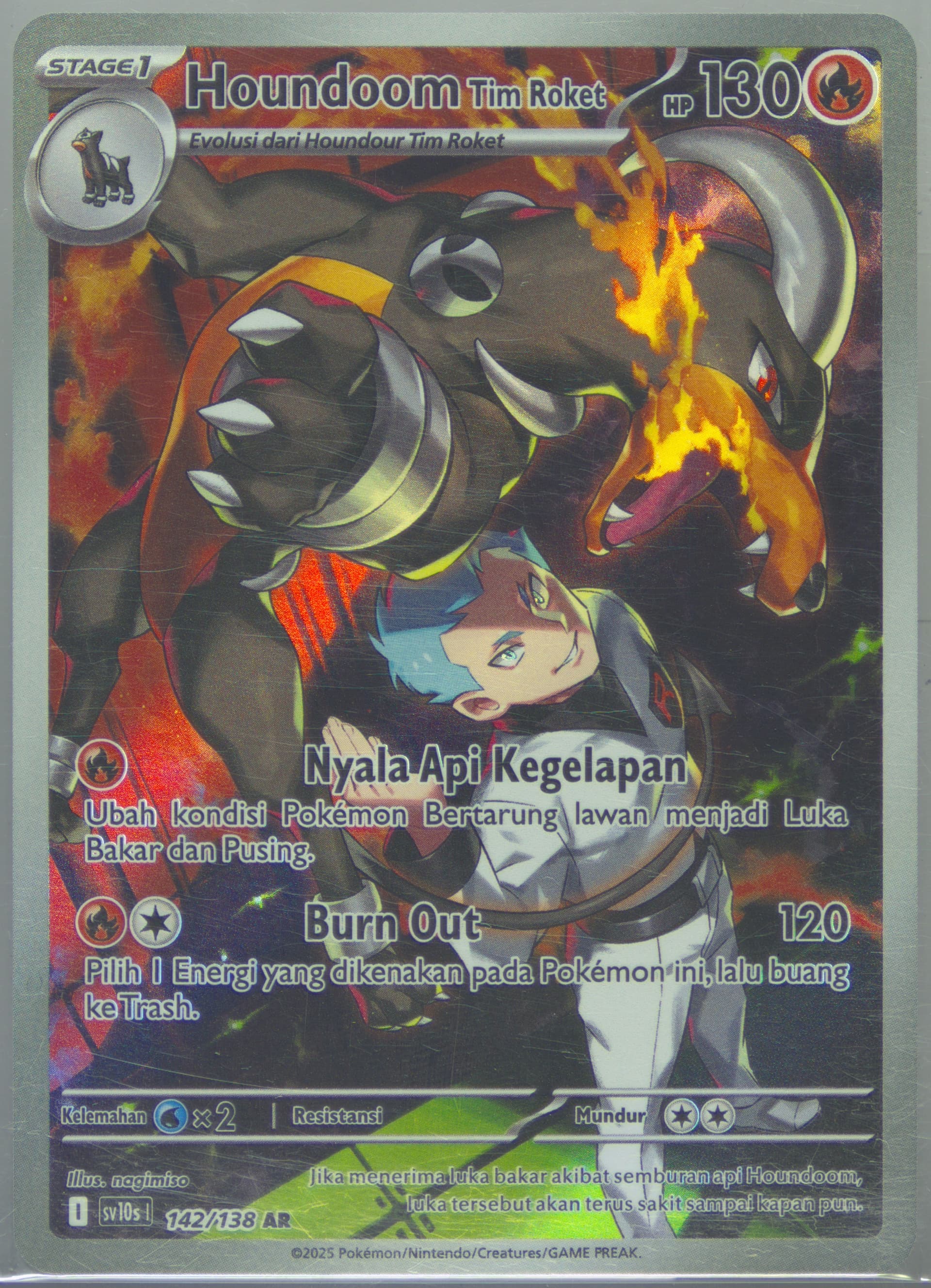 Team Rocket's Houndoom Art Rare (142) 2025 Pokemon Indonesian Sv10s I-Presence of Champions