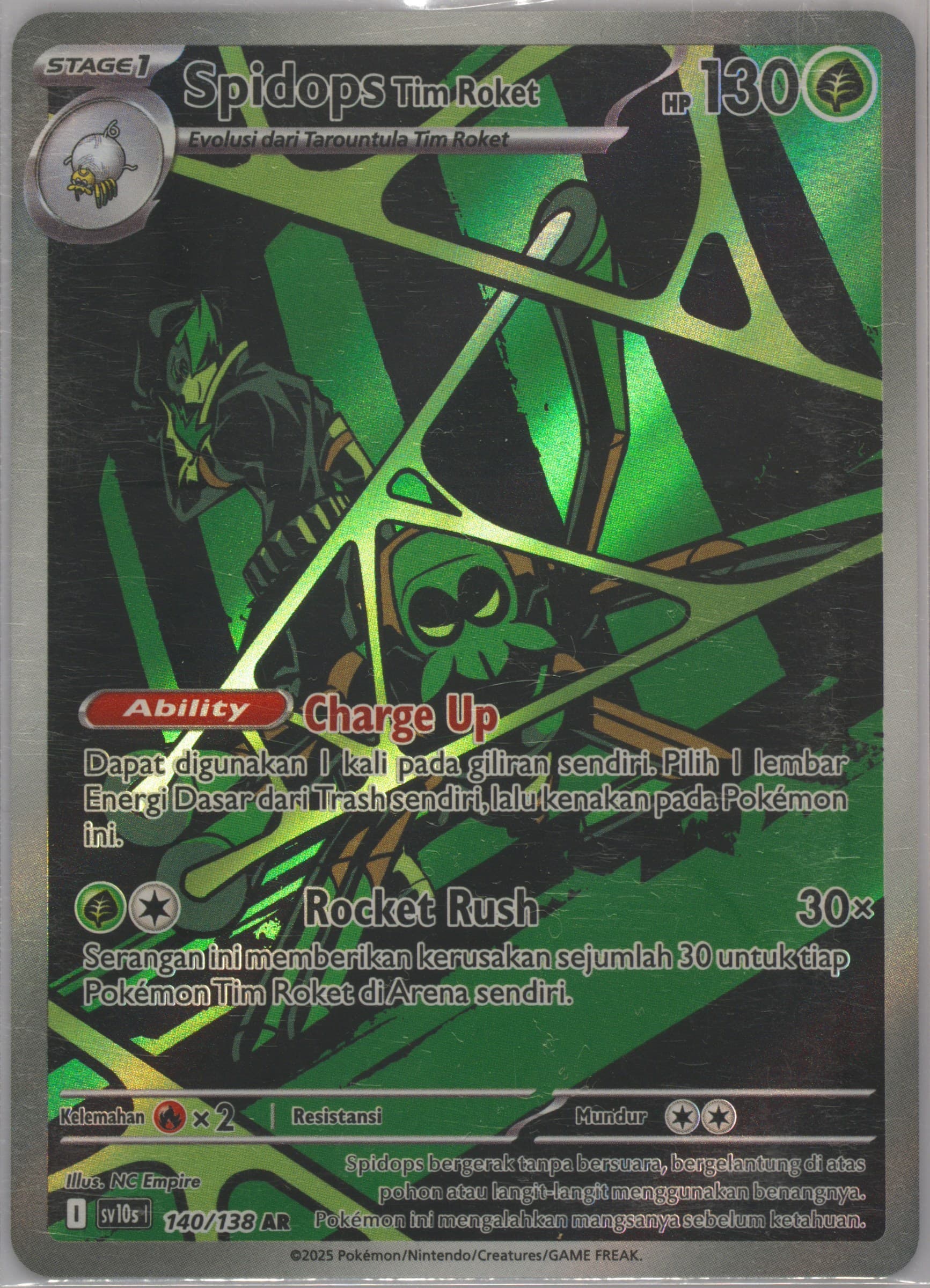 Team Rocket's Spidops Art Rare (140) 2025 Pokemon Indonesian Sv10s I-Presence of Champions