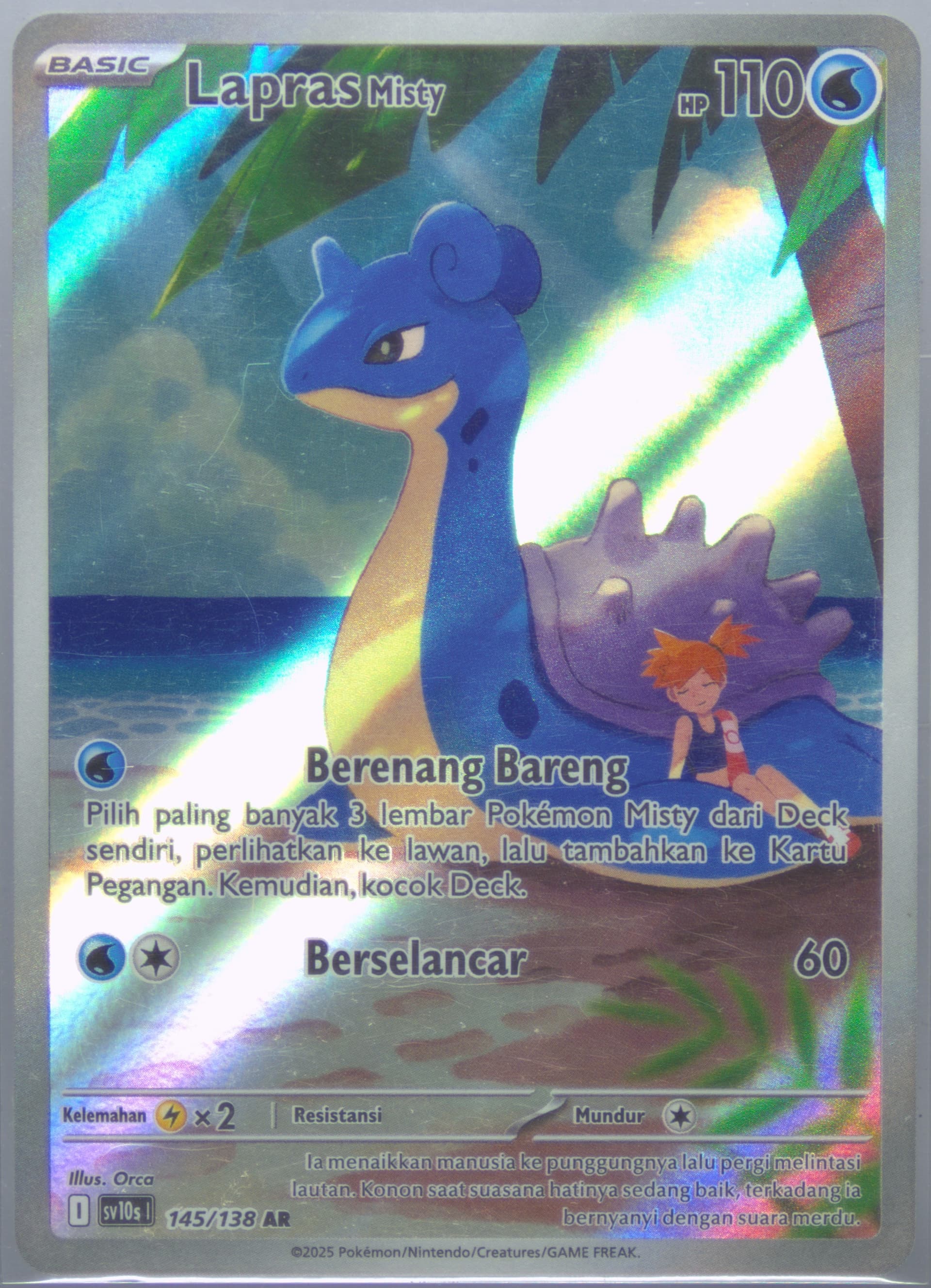 Misty's Lapras Art Rare (145) 2025 Pokemon Indonesian Sv10s I-Presence of Champions