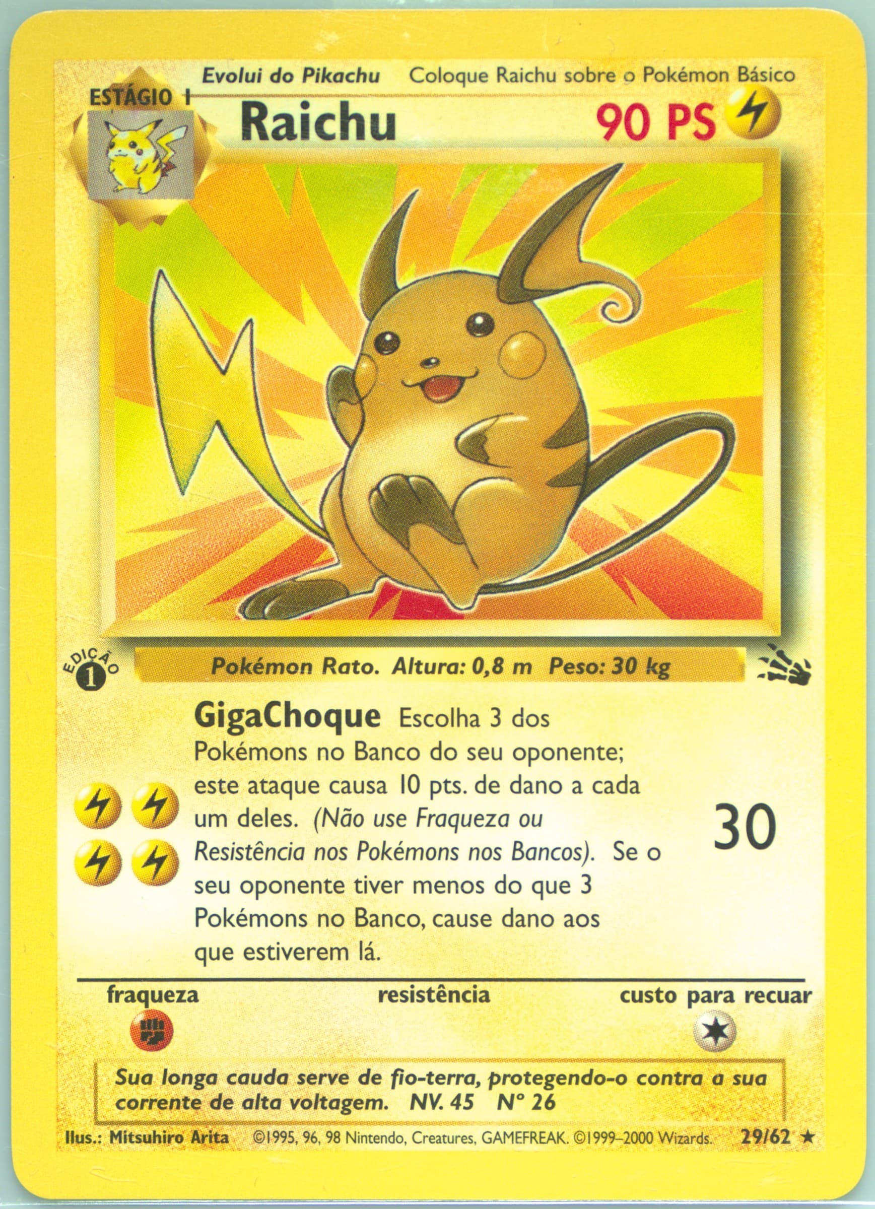 Raichu 1st Edition (29) 2000 Pokemon Portuguese Fossil