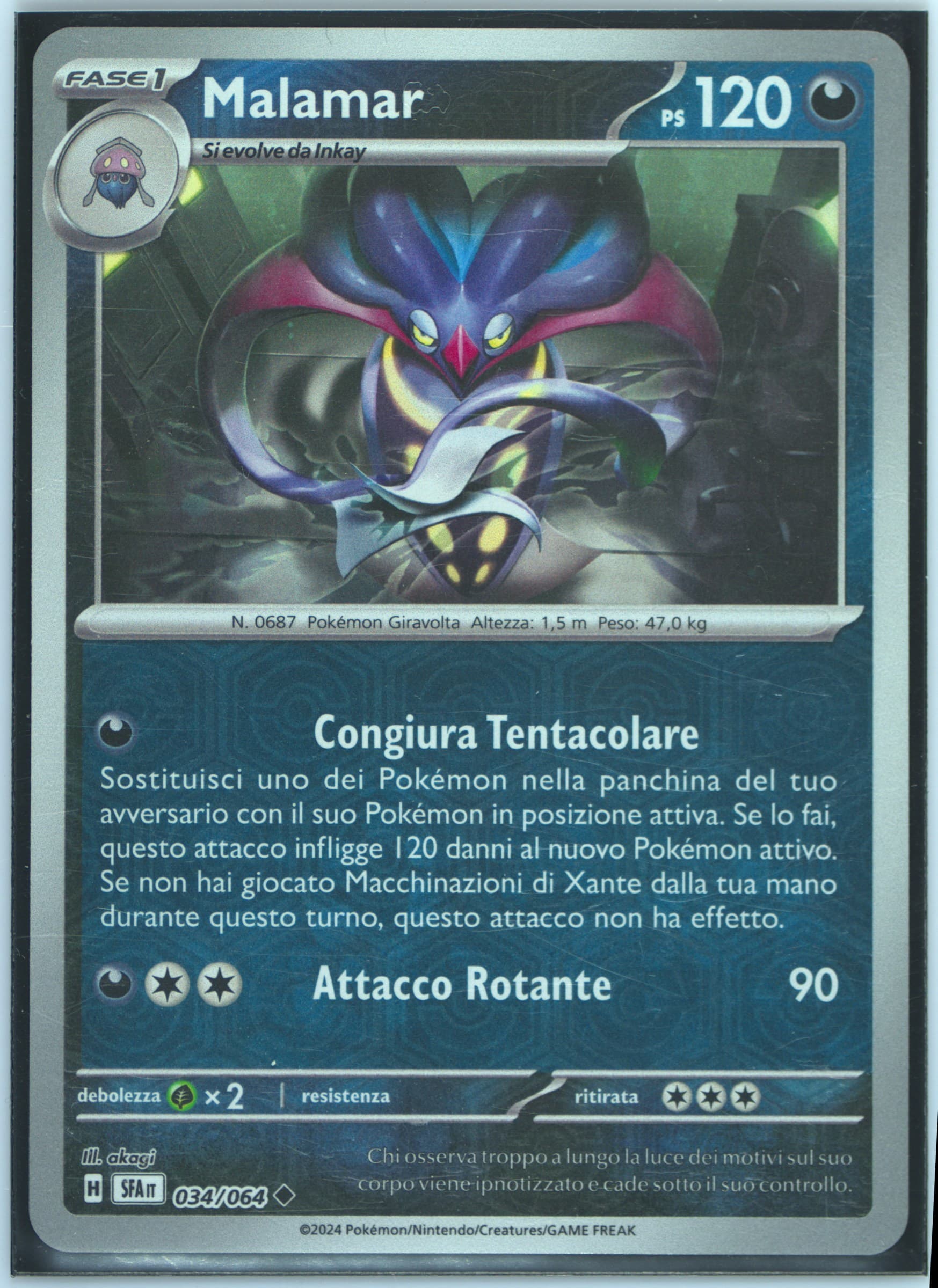 Malamar Reverse Holo (034) 2024 Pokemon Italian Sfa It-Shrouded Fable