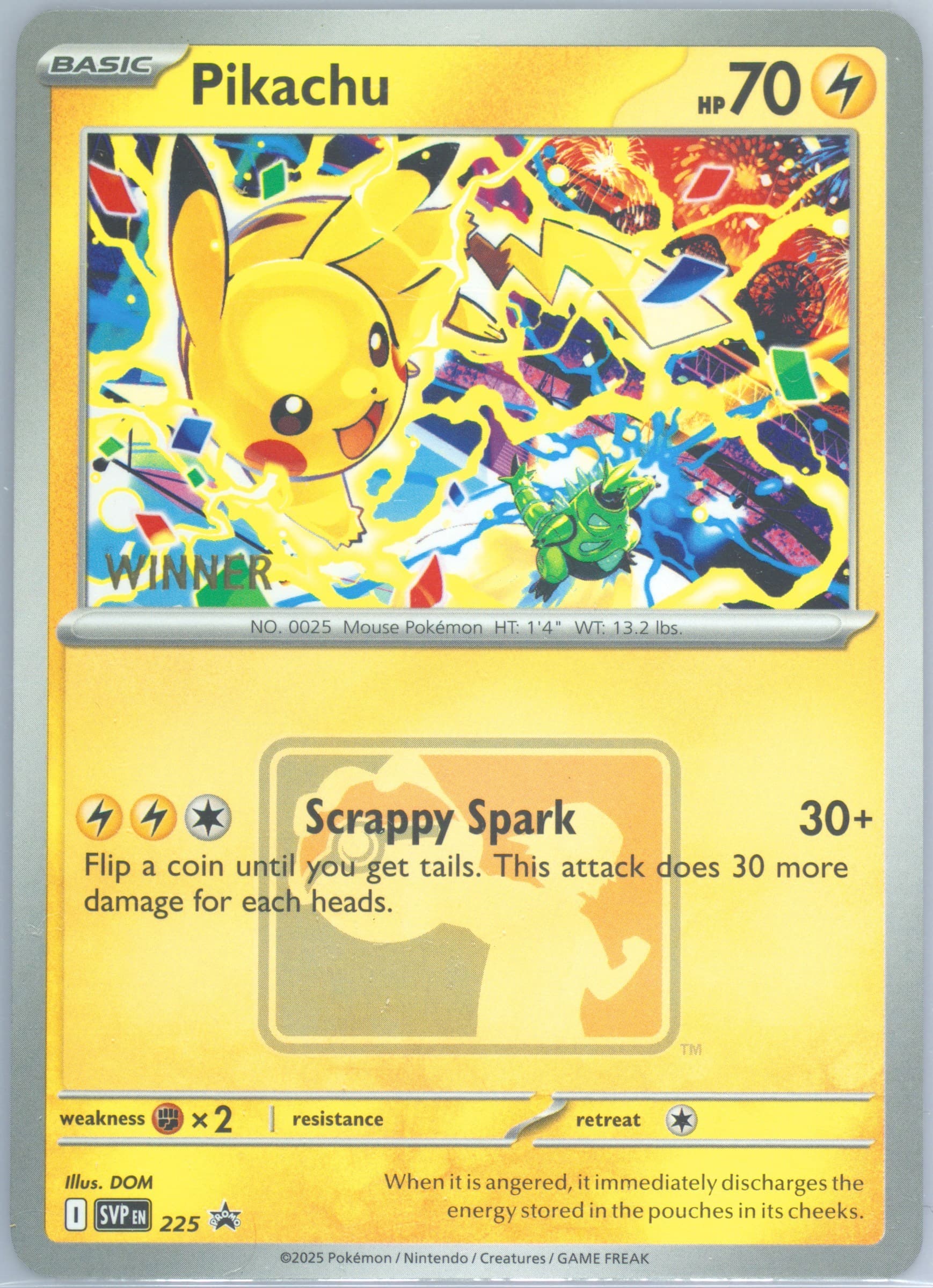 Pikachu Worlds Celebration Tournament Winner (225) 2025 Pokemon Svp EN-SV Black Star Promo