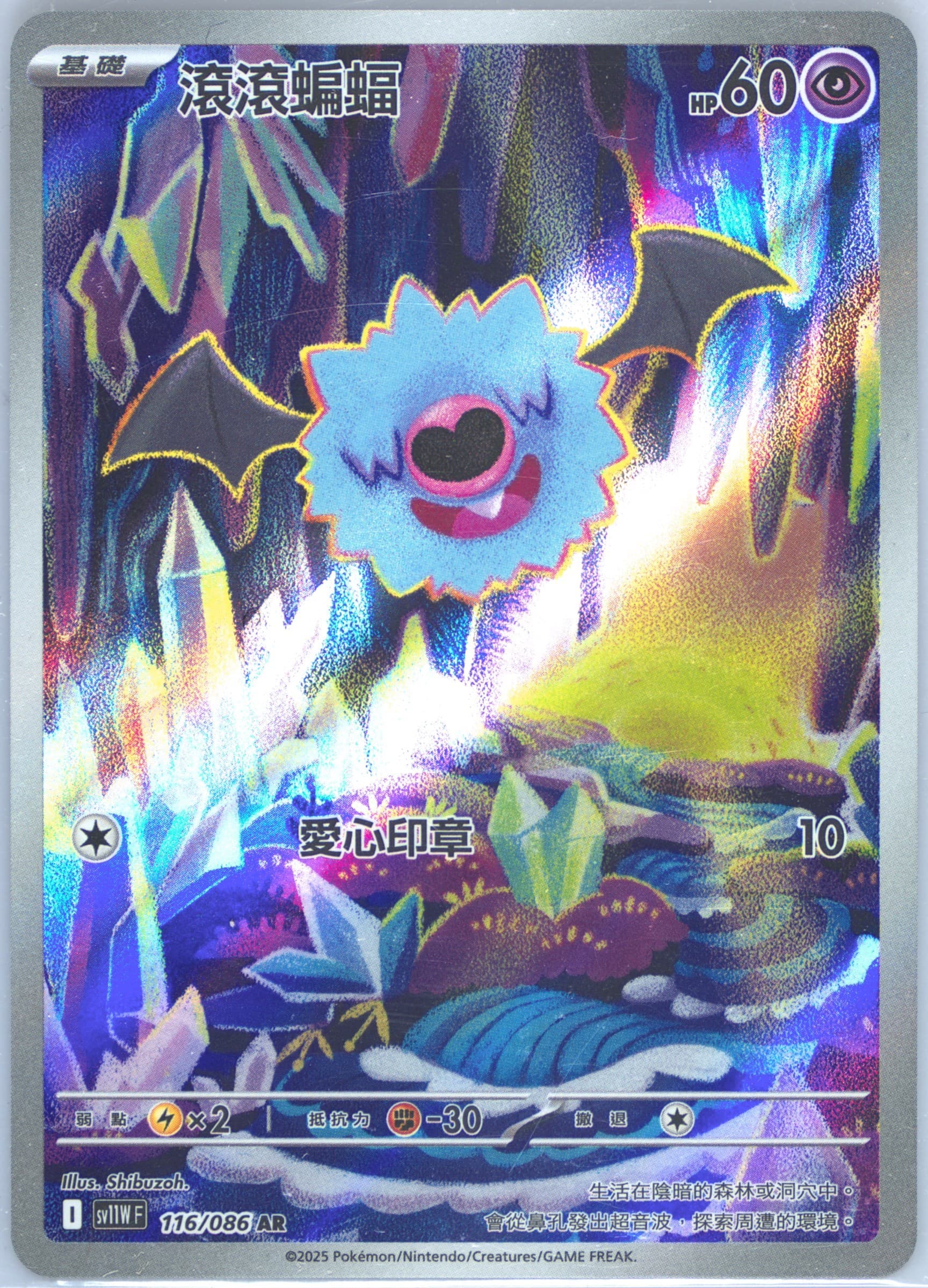 Woobat Art Rare (116) 2025 Pokemon Traditional Chinese Sv11w F-White Flare