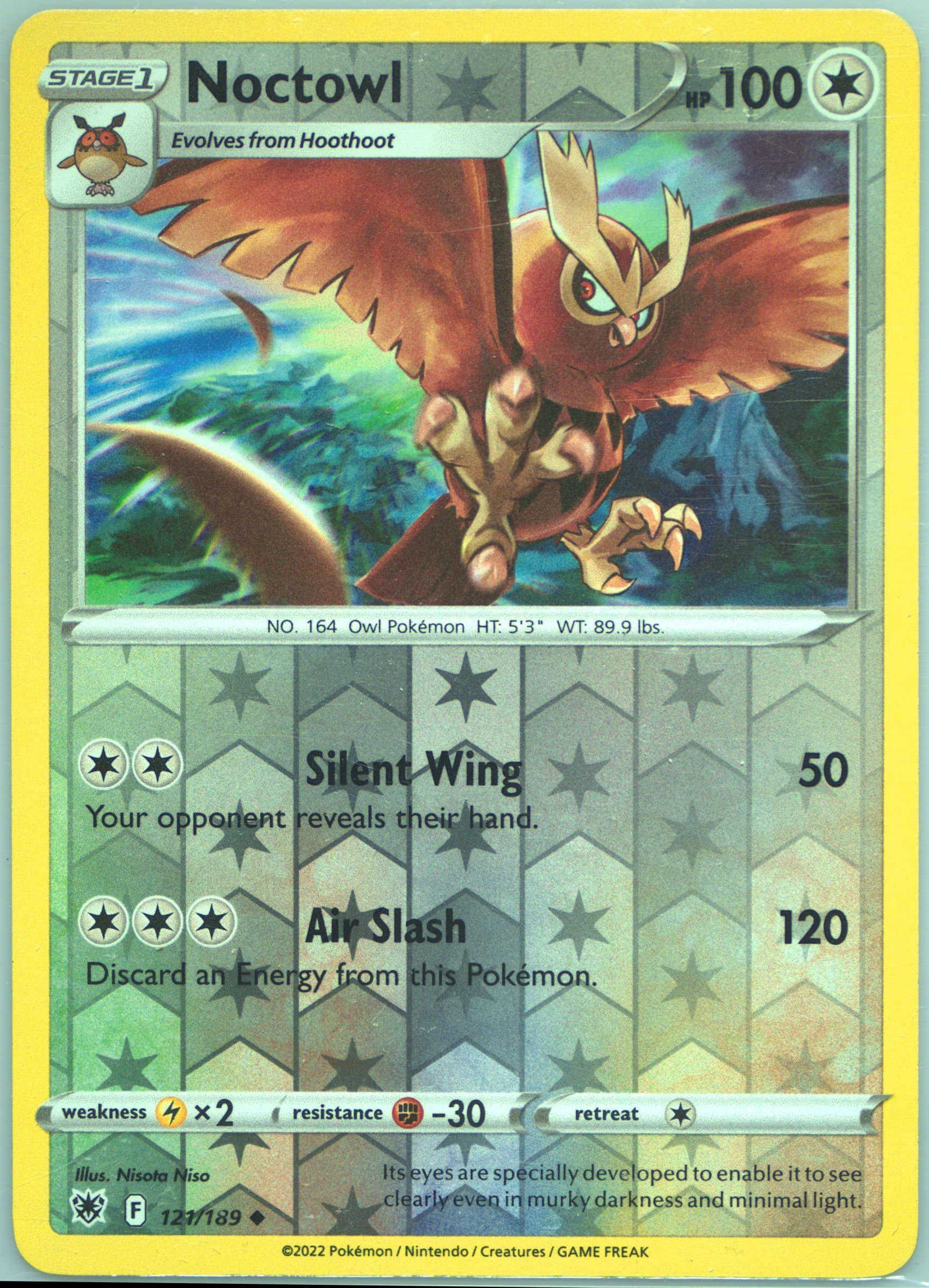 Noctowl-Reverse Foil (121) 2022 Pokemon Sword & Shield Astral Radiance