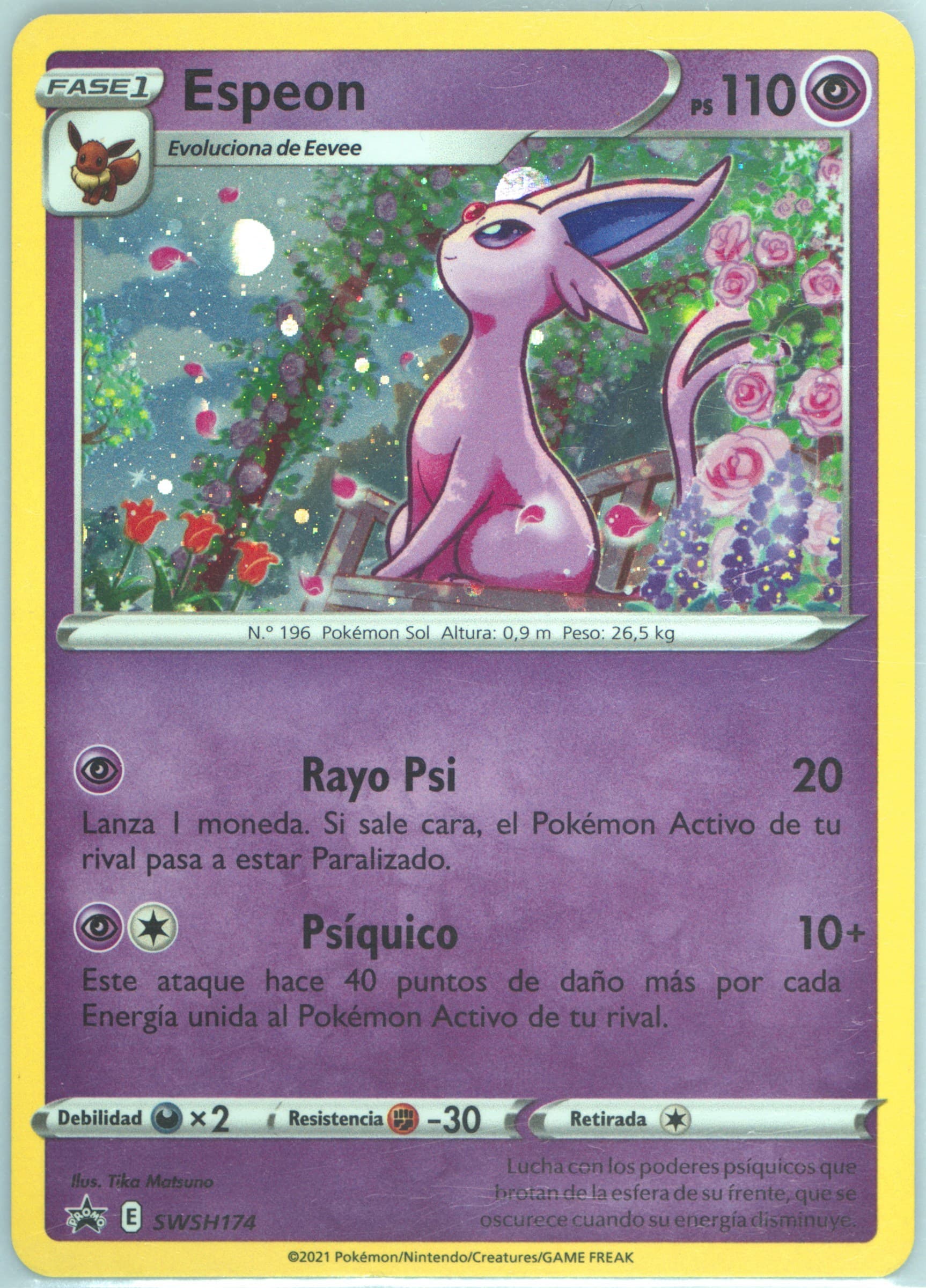 Espeon-Holo Fusion Strike Three Pack Blisters-Spanish (174) 2021 Pokemon Swsh Black Star Promo