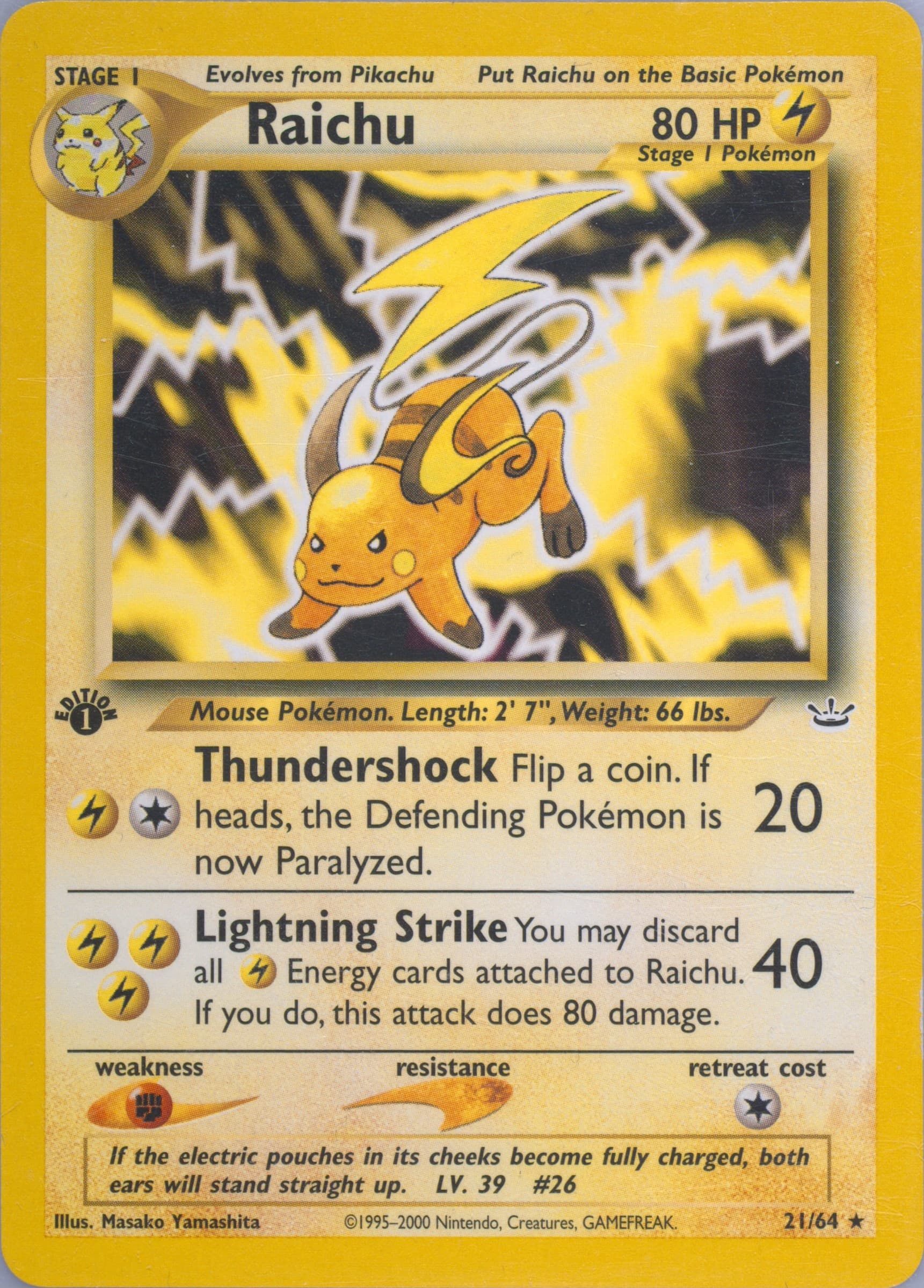 Raichu 1st Edition (21) 2001 Pokemon Neo Revelation