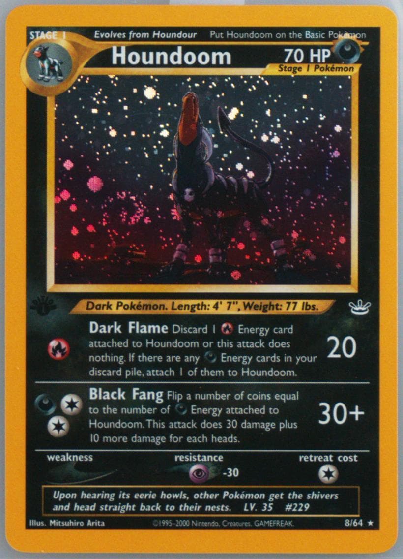Houndoom-Holo 1st Edition-Double Holo Error (8) 2001 Pokemon Neo Revelation