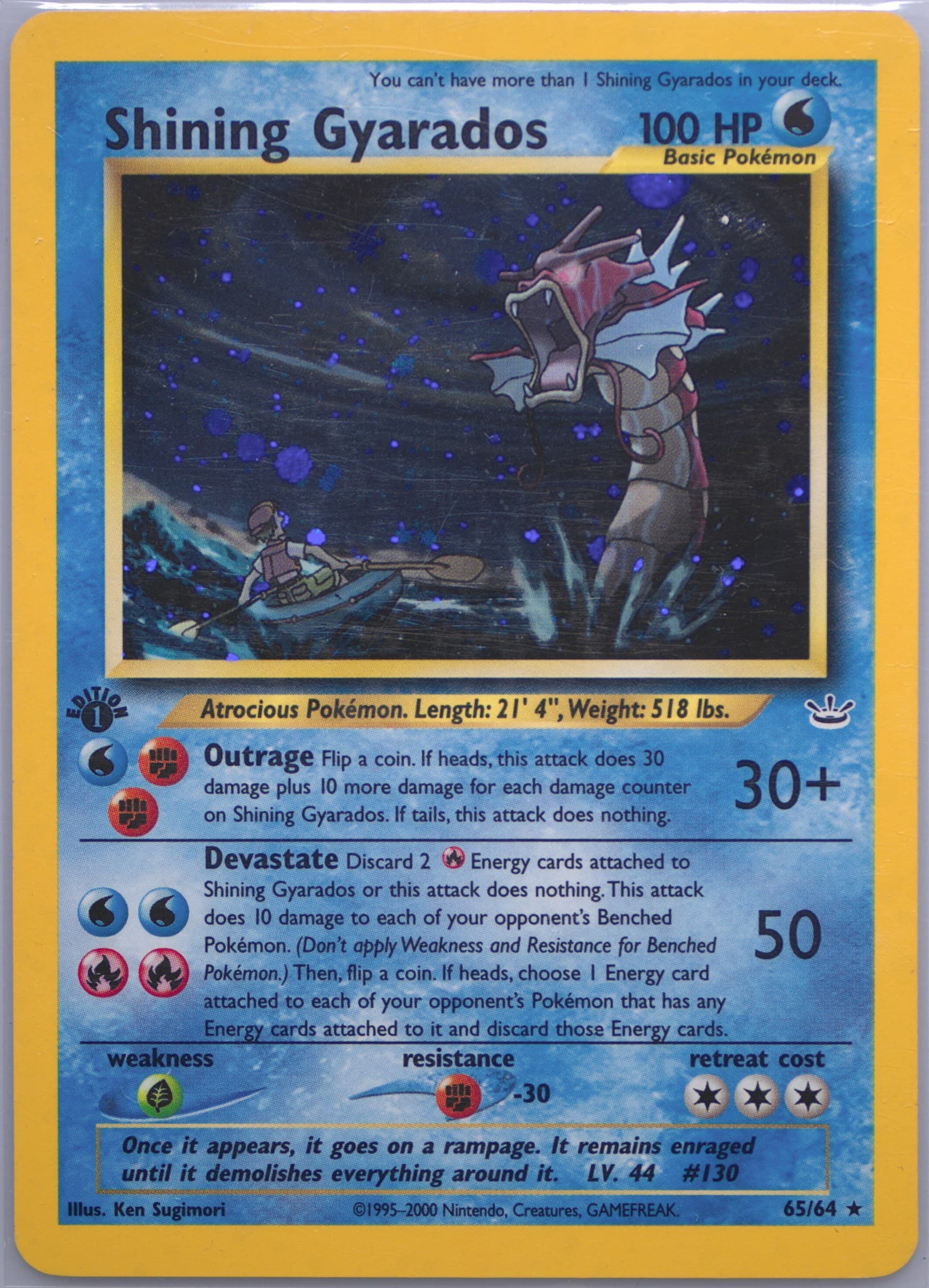 Shining Gyarados-Holo 1st Edition-Double Holo Error (65) 2001 Pokemon Neo Revelation