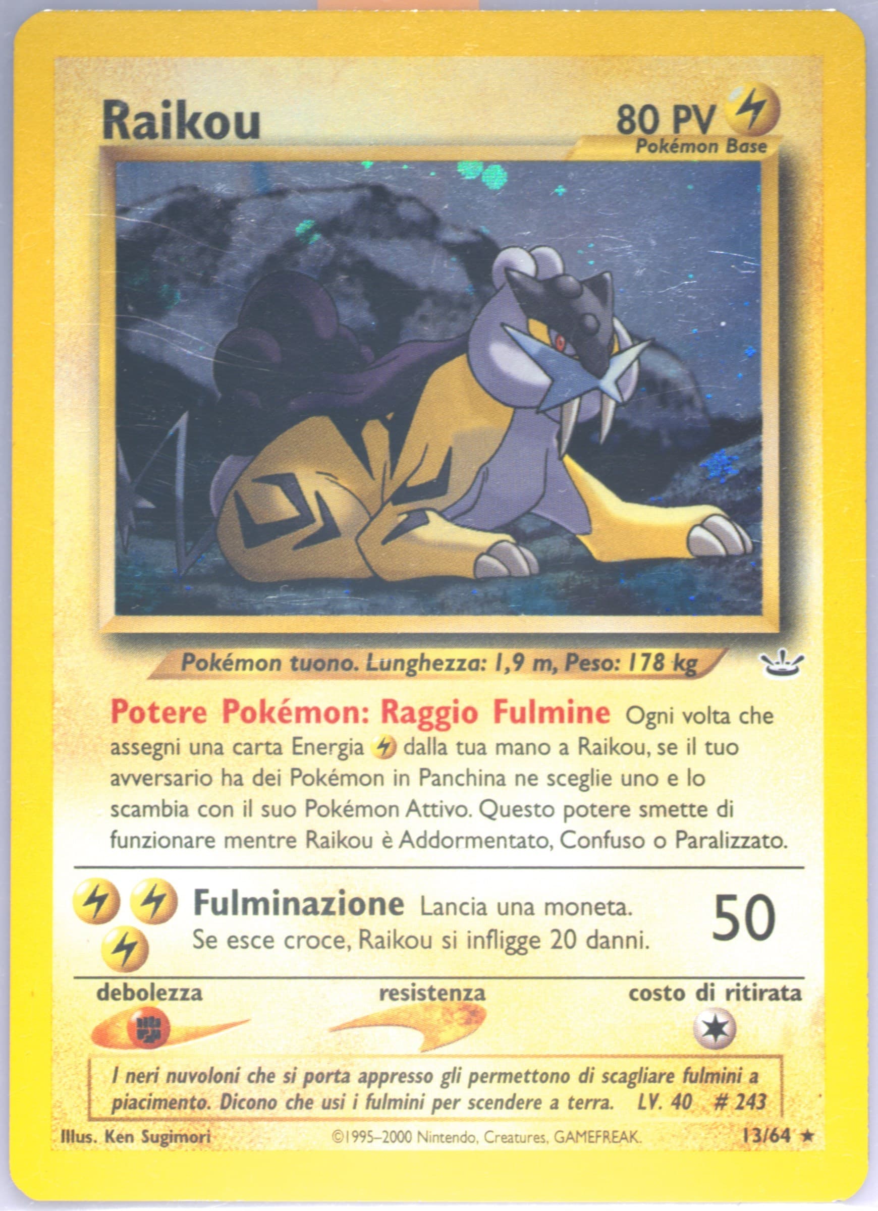 Raikou-Holo (13) 2001 Pokemon Italian Neo Revelation