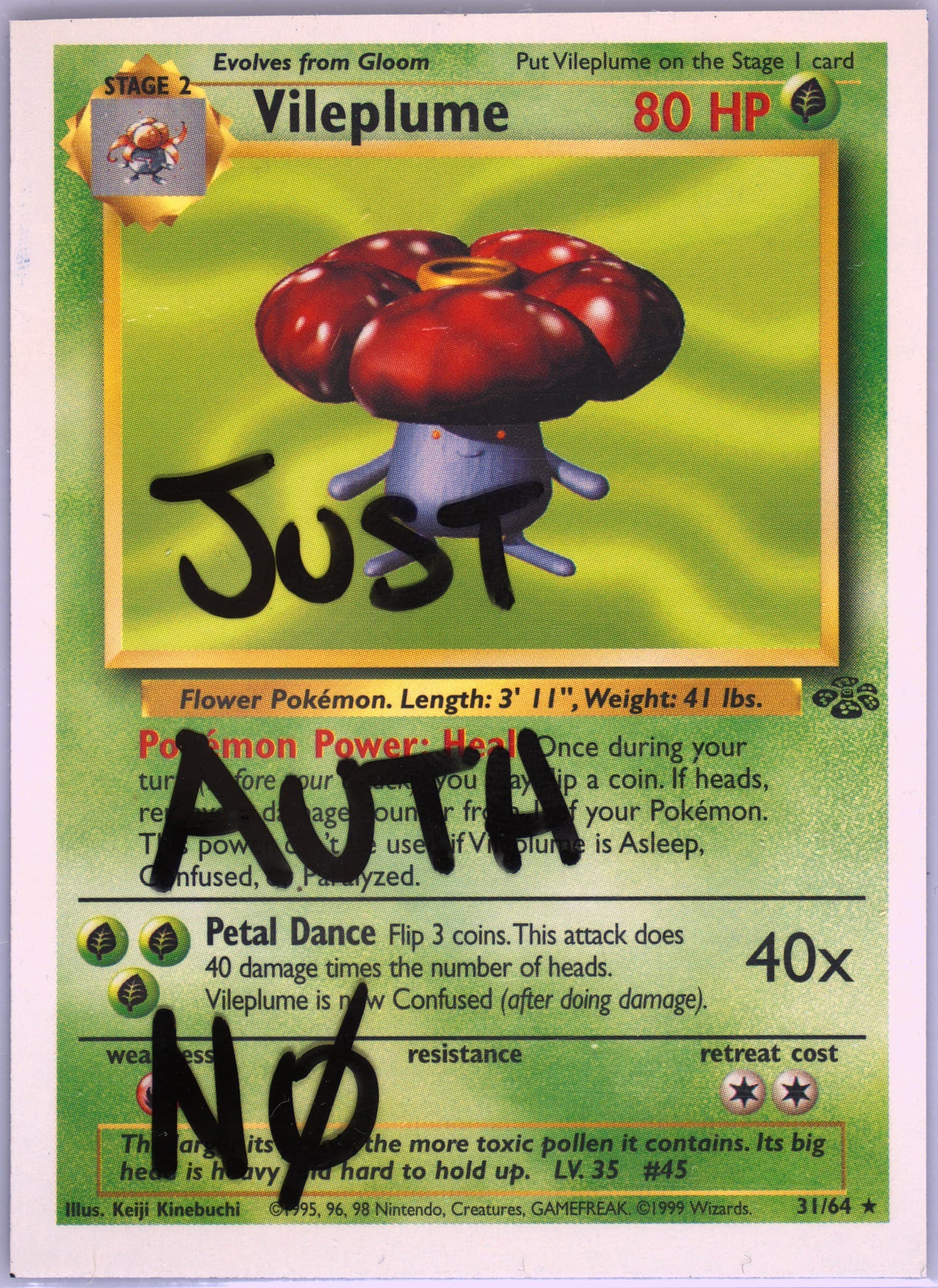 Vileplume Hand Cut (31) 1999 Pokemon Jungle Test Proof