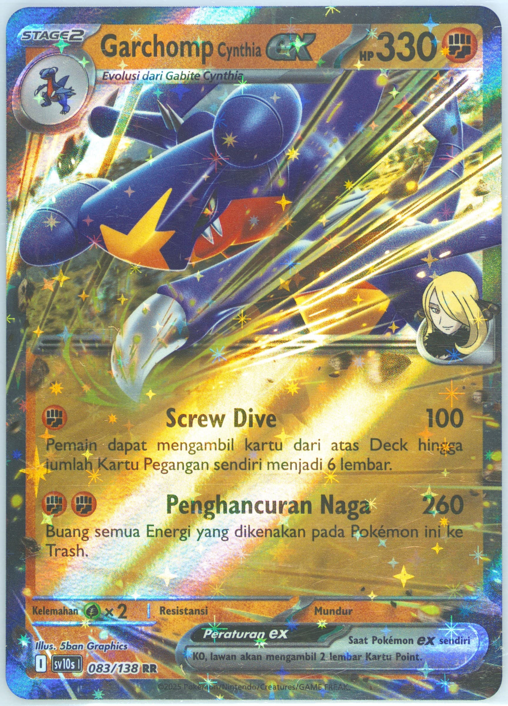 Cynthia's Garchomp EX (083) 2025 Pokemon Indonesian Sv10s I-Presence of Champions