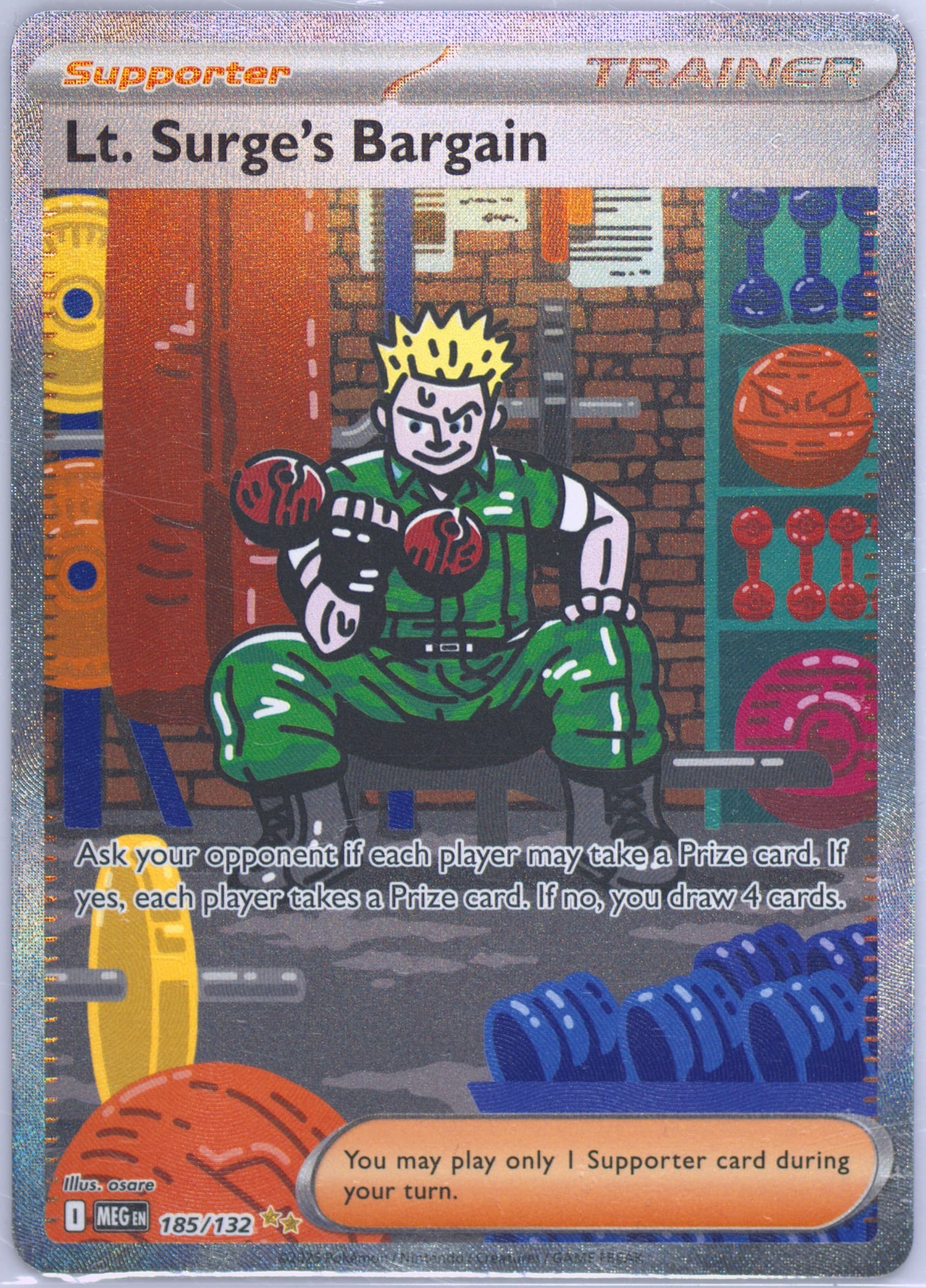 LT. Surge's Bargain Special Illustration Rare (185) 2025 Pokemon Meg EN-Mega Evolution