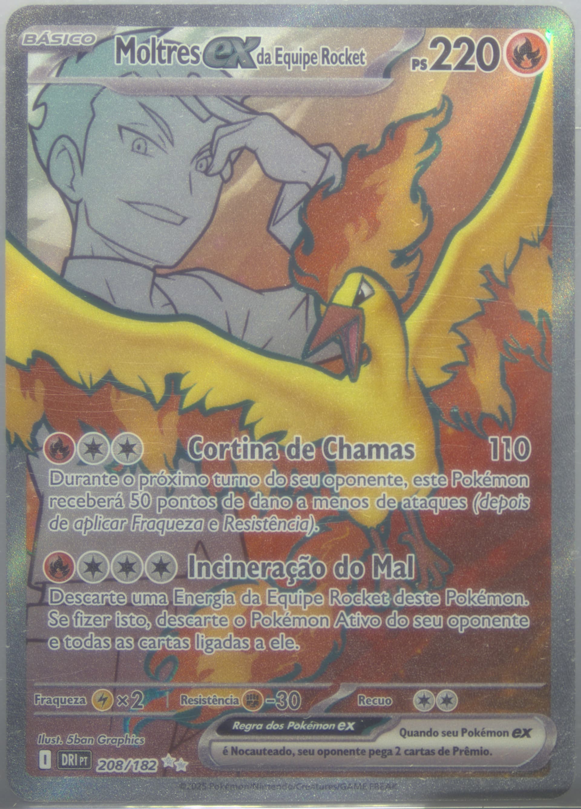 Team Rocket's Moltres EX Ultra Rare (208) 2025 Pokemon Portuguese Dri PT-Destined Rivals