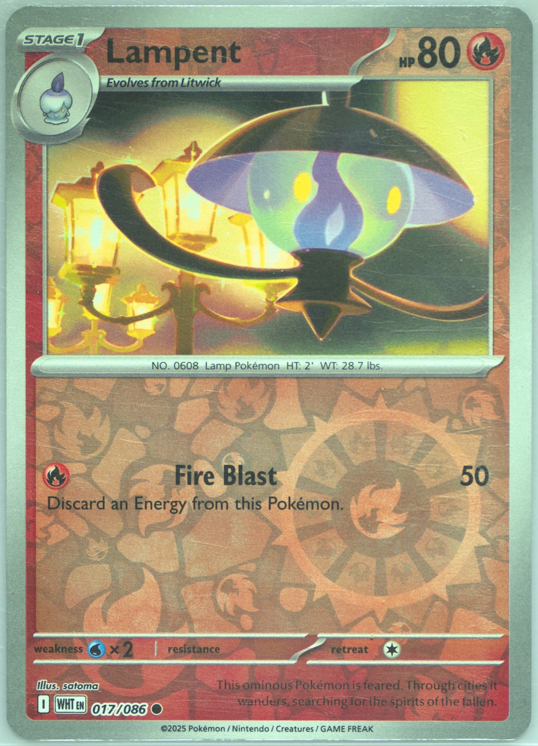 Lampent Reverse Holo (017) 2025 Pokemon Wht EN-White Flare
