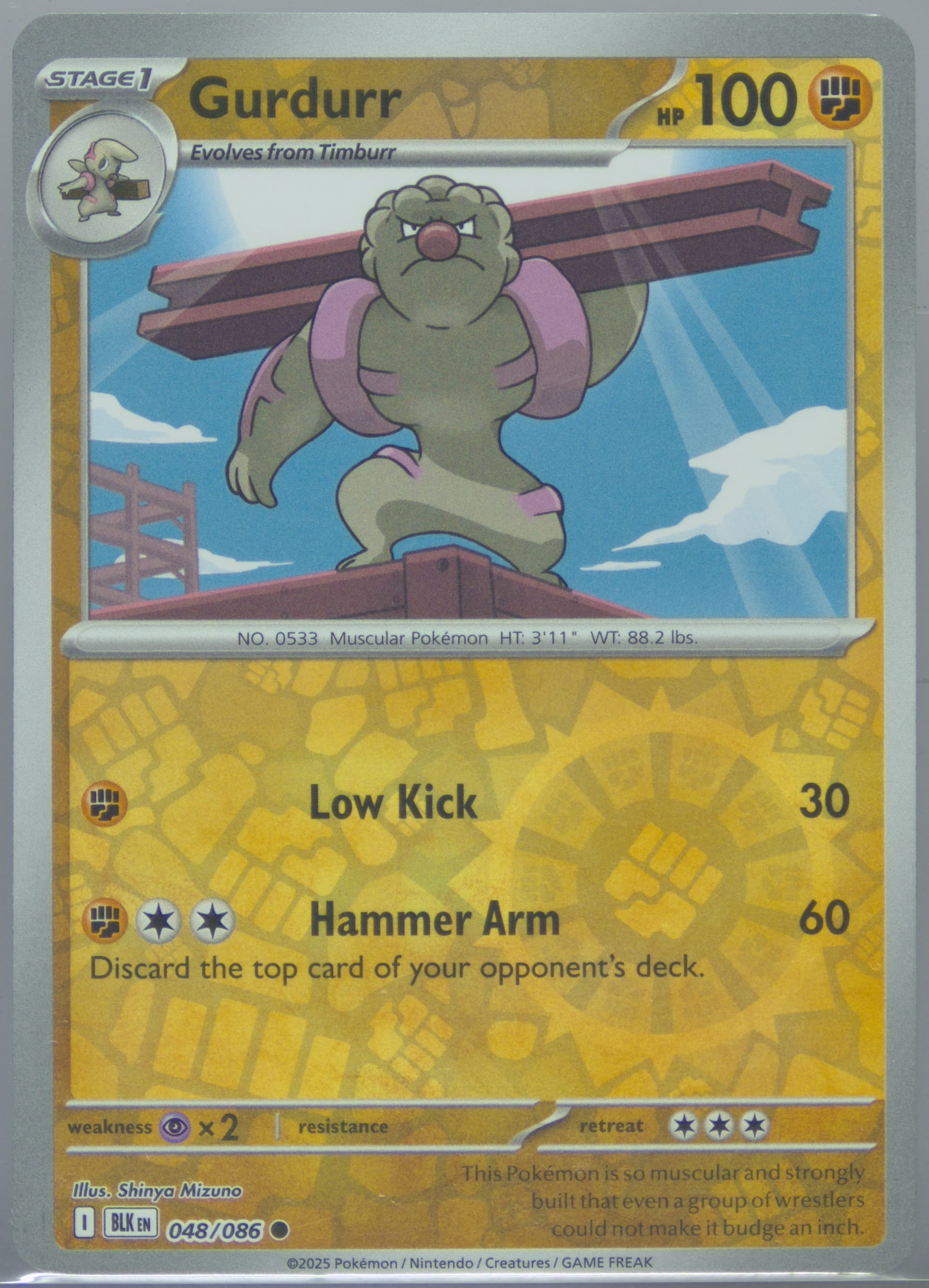 Gurdurr Reverse Holo (048) 2025 Pokemon Blk EN-Black Bolt