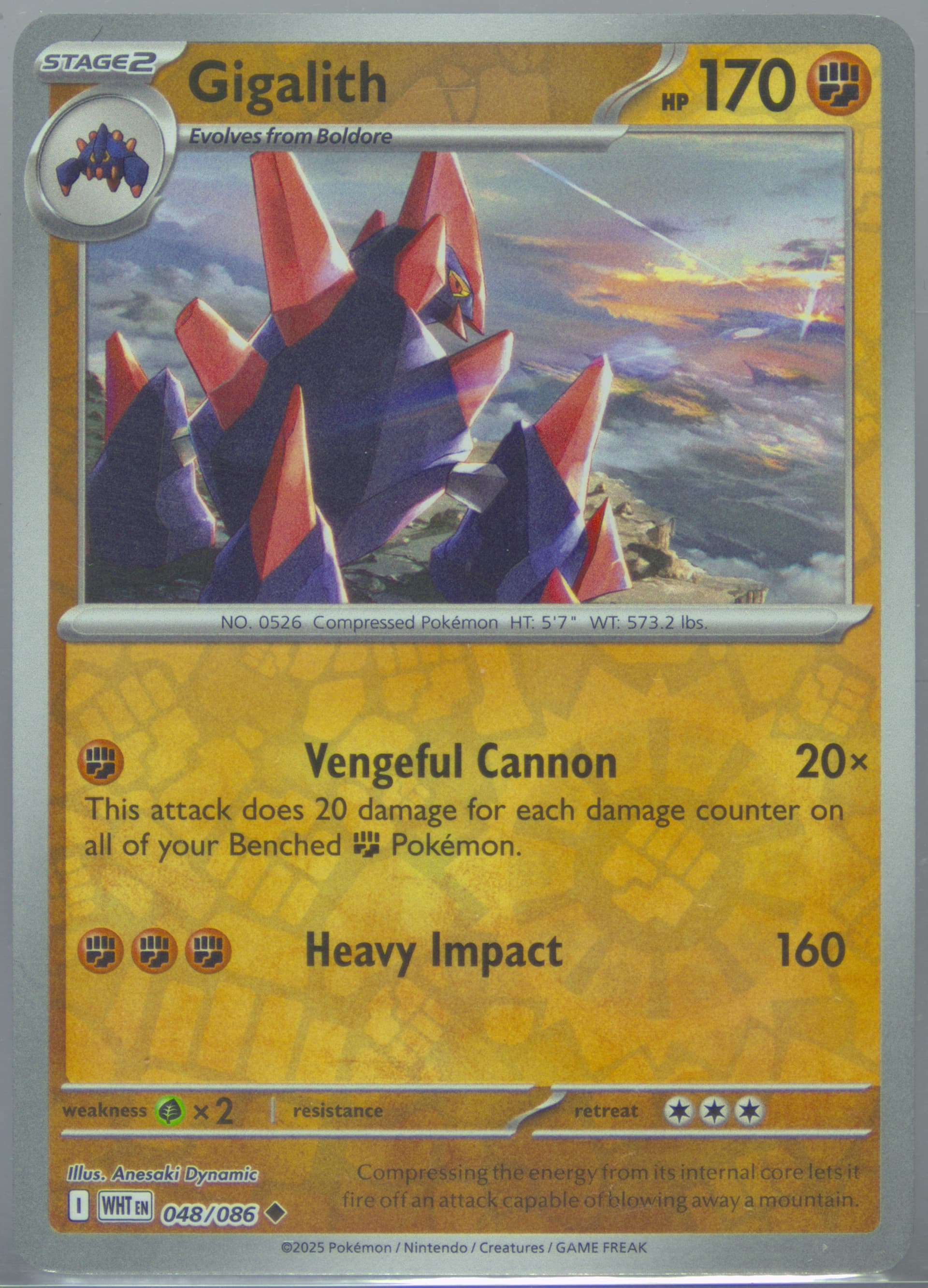 Gigalith Reverse Holo (048) 2025 Pokemon Wht EN-White Flare