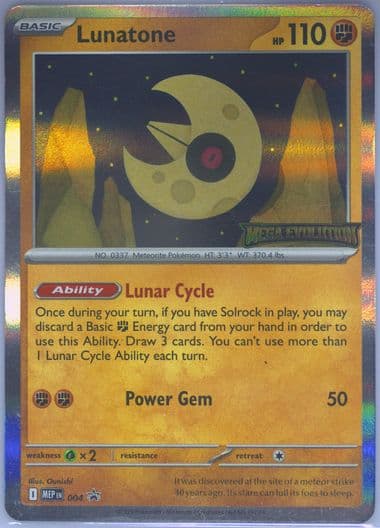 Lunatone Mega Evolution Prerelease (004) 2025 Pokemon Mep EN-Me Black Star Promo