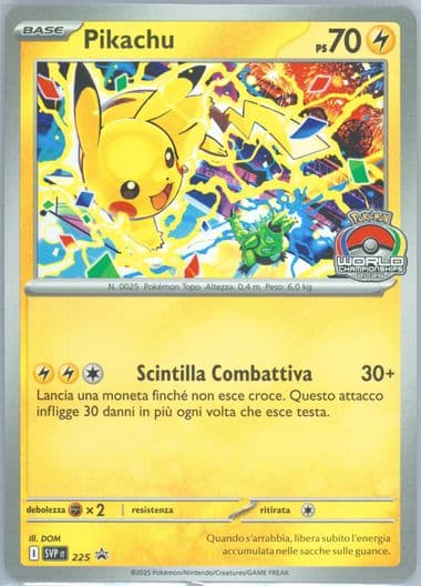 Pikachu World Championships (225) 2025 Pokemon Italian Svp It-SV Black Star Promo