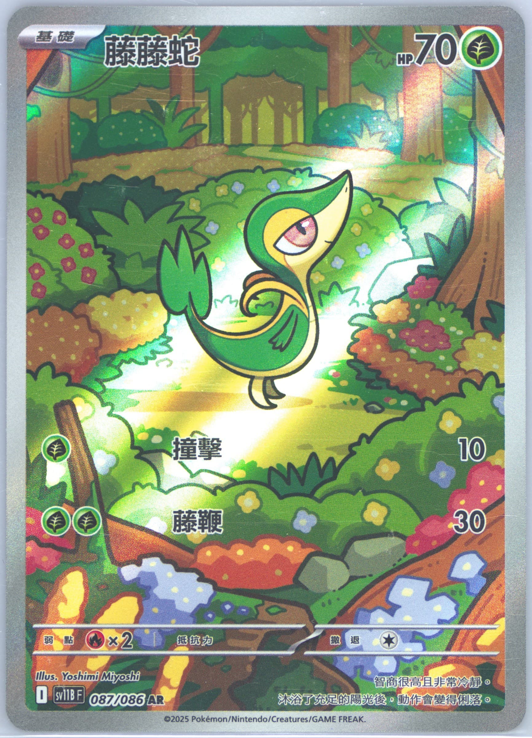 Snivy Art Rare (087) 2025 Pokemon Traditional Chinese Sv11b F-Black Bolt