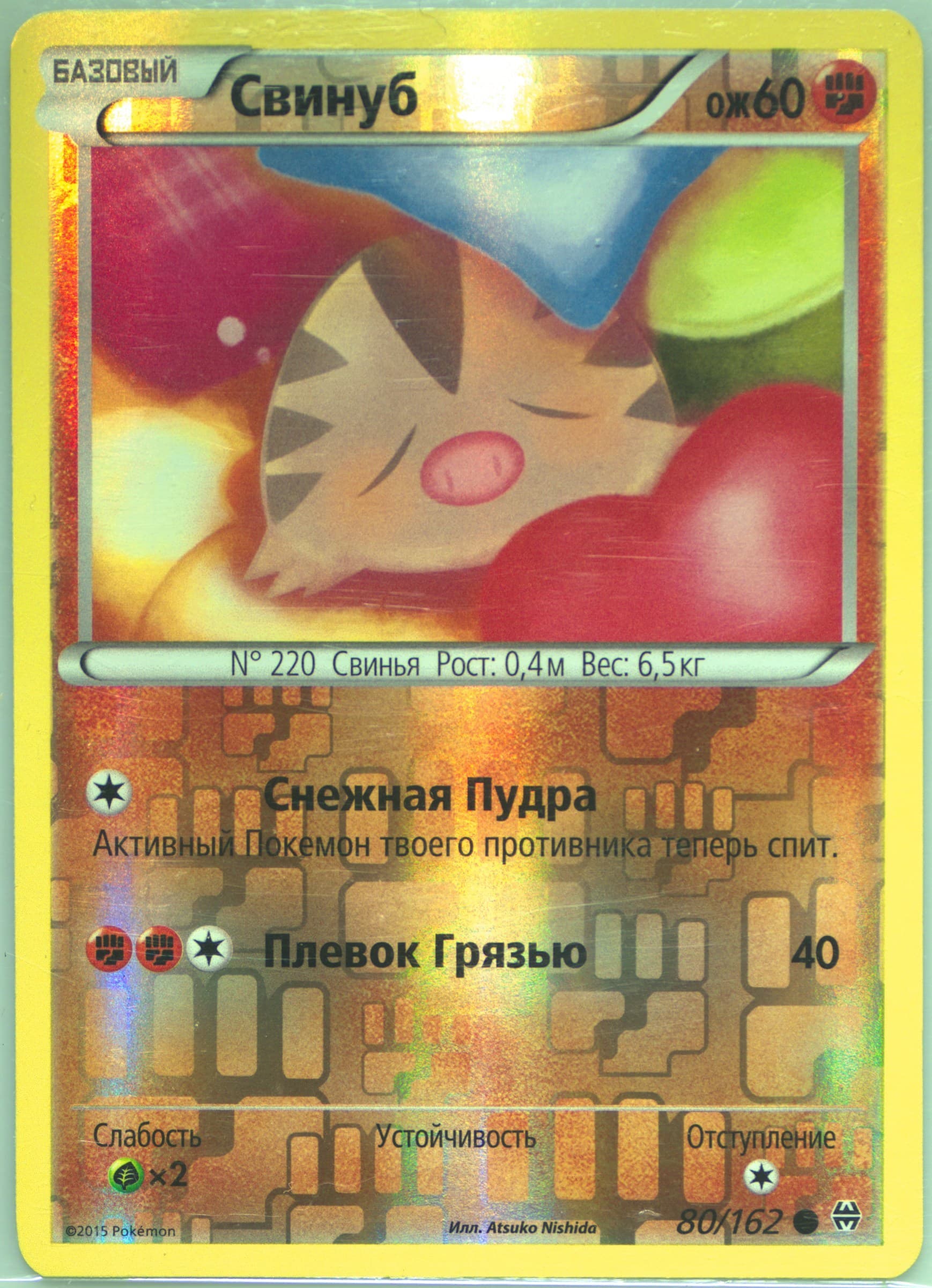 Swinub-Reverse Foil (80) 2016 Pokemon Russian XY Breakthrough