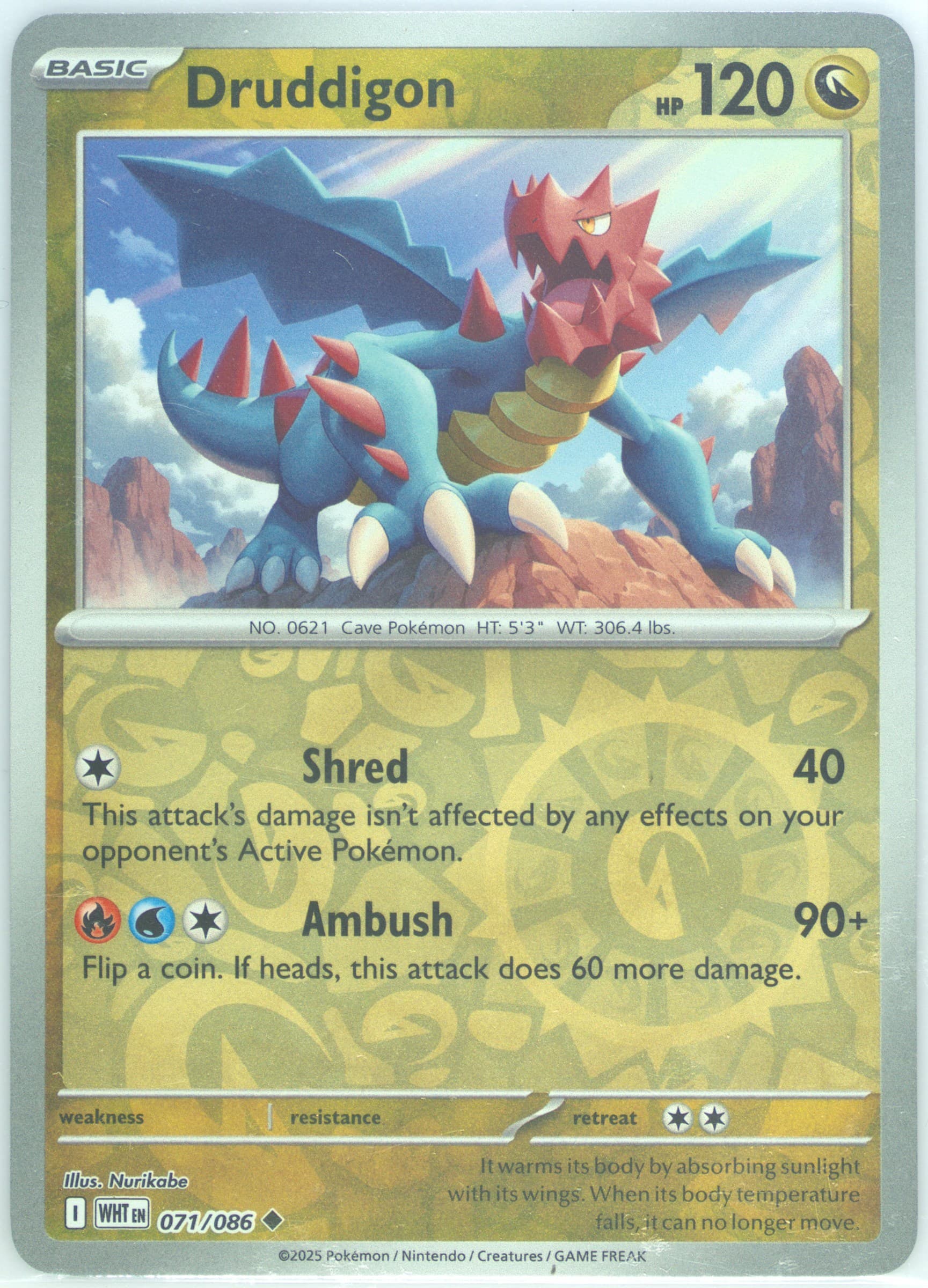 Druddigon Reverse Holo (071) 2025 Pokemon Wht EN-White Flare