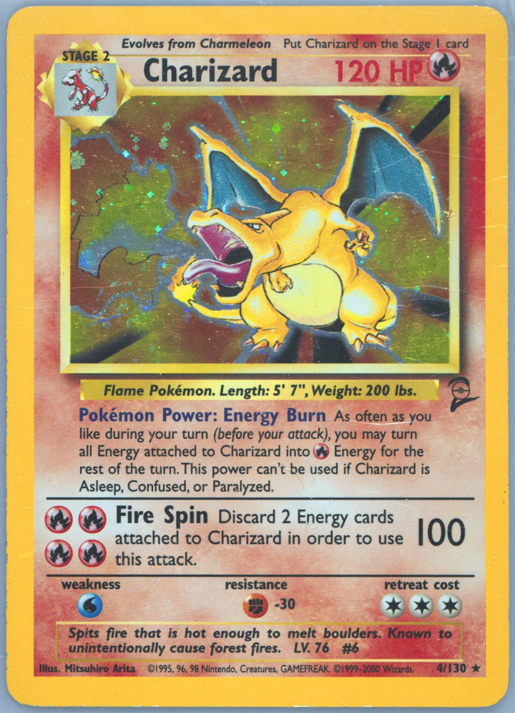 Charizard-Holo Inverted Back (4) 2000 Pokemon Game Base II