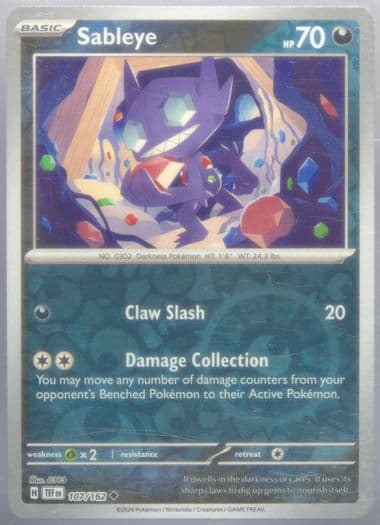 Sableye Reverse Holo (107) 2024 Pokemon Tef EN-Temporal Forces