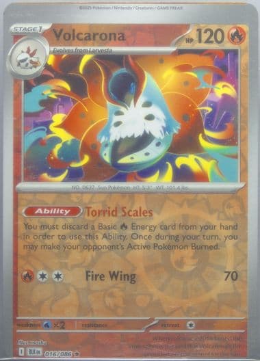 Volcarona Reverse Holo (016) 2025 Pokemon Blk EN-Black Bolt