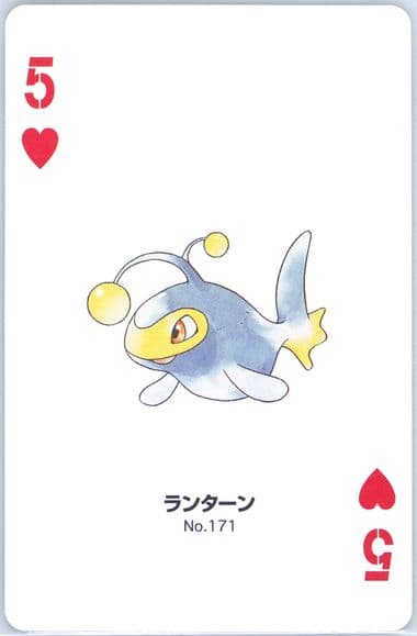Lanturn 5 of Hearts (171) 2000 Pokemon Gold Version Part 2 Playing Cards