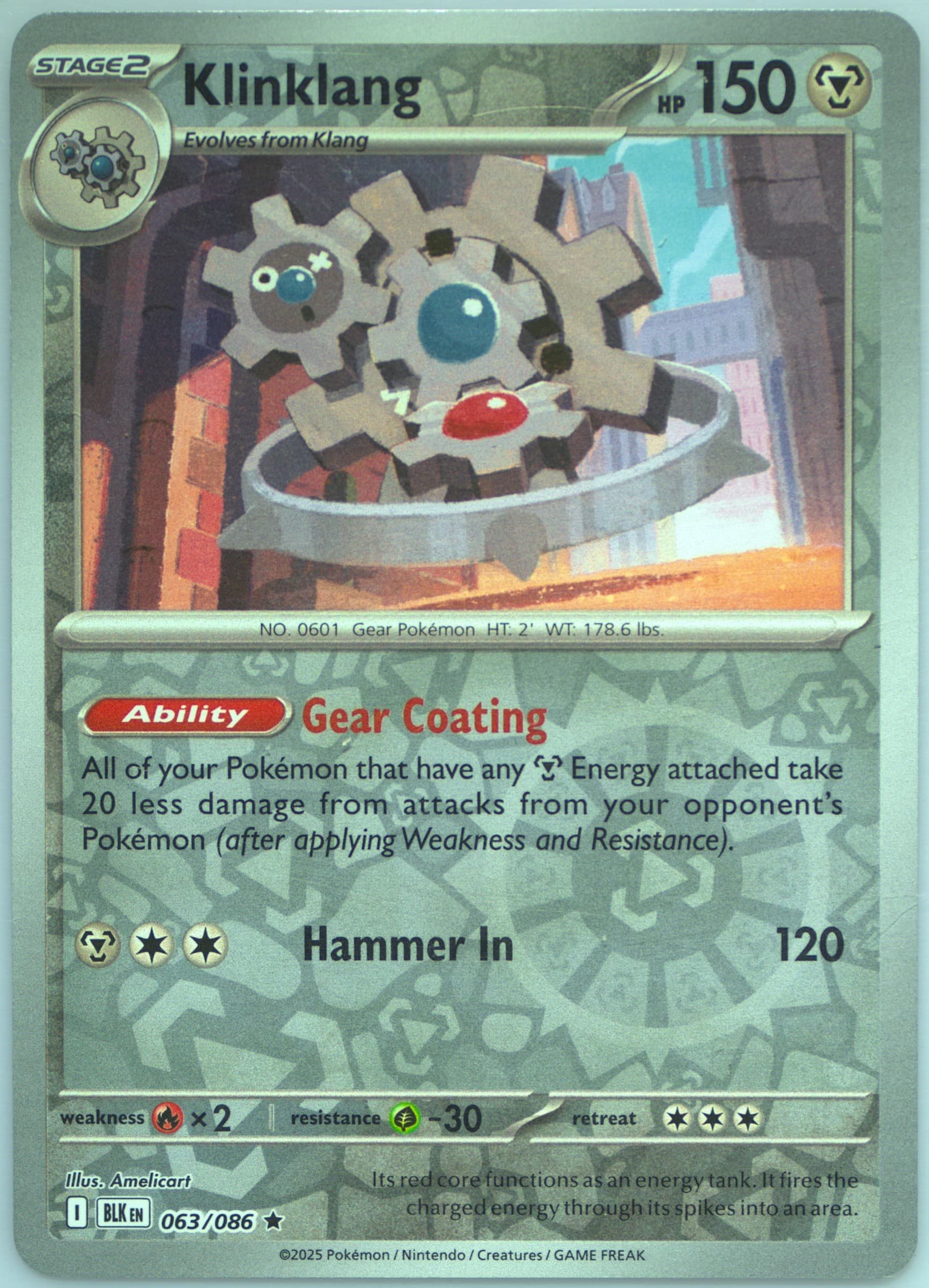 Klinklang Reverse Holo (063) 2025 Pokemon Blk EN-Black Bolt