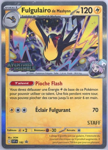 Iono's Kilowattrel Journey Together Prerelease-Staff (182) 2025 Pokemon French Svp FR-SV Black Star Promo