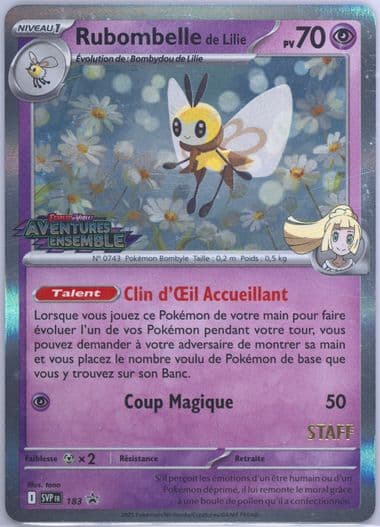 Lillie's Ribombee Journey Together Prerelease-Staff (183) 2025 Pokemon French Svp FR-SV Black Star Promo