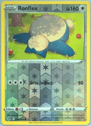 Ronflex-Reverse Foil French (206) 2021 Pokemon Sword & Shield Fusion Strike