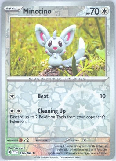 Minccino Reverse Holo (136) 2024 Pokemon Tef EN-Temporal Forces