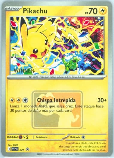Pikachu Worlds Celebration Tournament Winner (225) 2025 Pokemon Spanish Svp ES-SV Black Star Promo