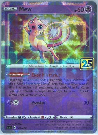 Mew-Reverse Foil (002) 2021 Pokemon Indonesian 25th Anniversary Collection