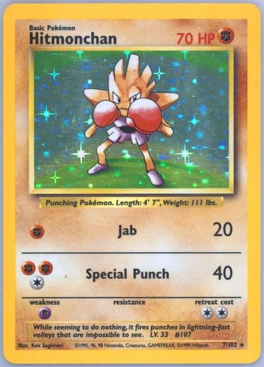 Hitmonchan-Holo Inverted Back (7) 1999 Pokemon Game