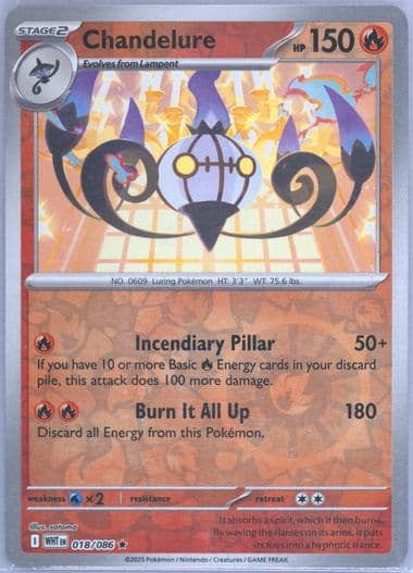 Chandelure Reverse Holo (018) 2025 Pokemon Wht EN-White Flare