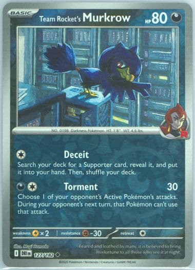 Team Rocket's Murkrow Reverse Holo (127) 2025 Pokemon Dri EN-Destined Rivals