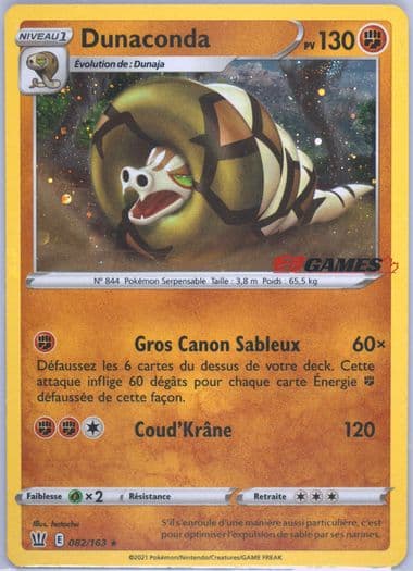 Dunaconda-Holo Cosmos EB Games Exclusive-Canada-French (082) 2021 Pokemon Sword & Shield Battle Styles
