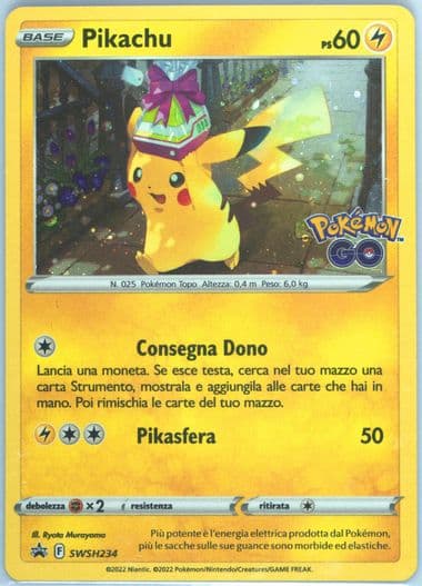 Pikachu-Holo Pokemon Go Tins-Italian (234) 2022 Pokemon Swsh Black Star Promo