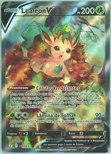 Full Art/Leafeon V Portuguese (167) 2021 Pokemon Sword & Shield Evolving Skies