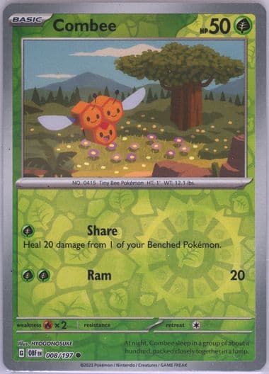 Combee Reverse Holo (008) 2023 Pokemon Obf EN-Obsidian Flames